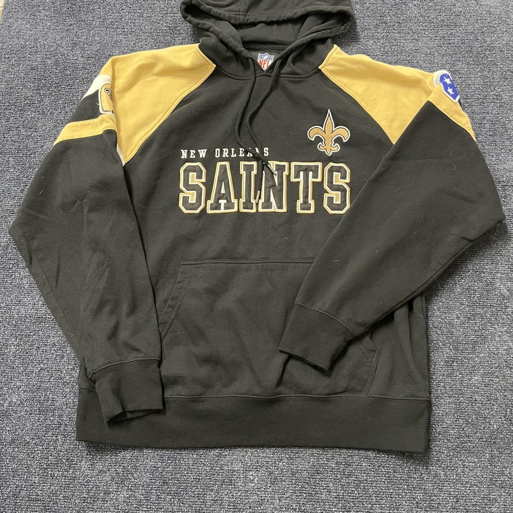 New Orleans Saints Hoodie Sweatshirt Mens XL Black NFL Football GIII Fleece